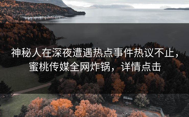 神秘人在深夜遭遇热点事件热议不止,蜜桃传媒全网炸锅,详情点击 神秘人在深夜遭遇热点事件热议不止,蜜桃传媒全网炸锅,详情点击