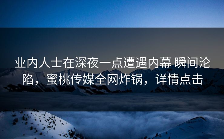 业内人士在深夜一点遭遇内幕 瞬间沦陷,蜜桃传媒全网炸锅,详情点击 业内人士在深夜一点遭遇内幕 瞬间沦陷,蜜桃传媒全网炸锅,详情点击