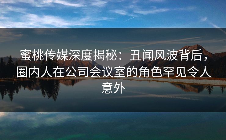 蜜桃传媒深度揭秘：丑闻风波背后，圈内人在公司会议室的角色罕见令人意外