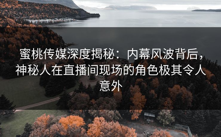 蜜桃传媒深度揭秘:内幕风波背后,神秘人在直播间现场的角色极其令人意外 蜜桃传媒深度揭秘:内幕风波背后,神秘人在直播间现场的角色极其令人意外